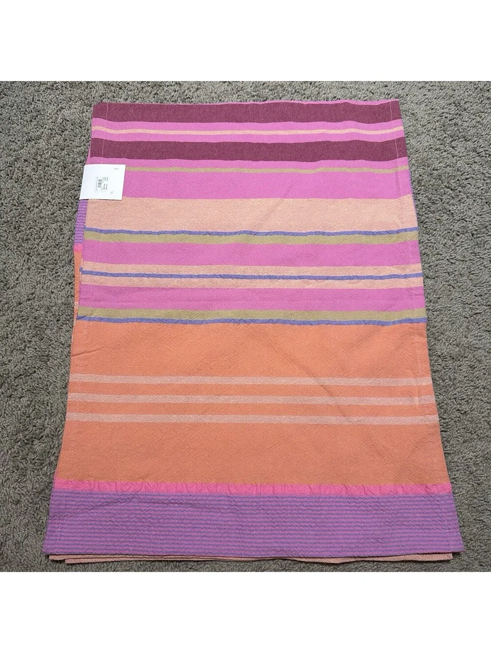 Anthropologie Rayas Table Runner 100% Cotton  16”x90” Pink Purple Orange Stripes